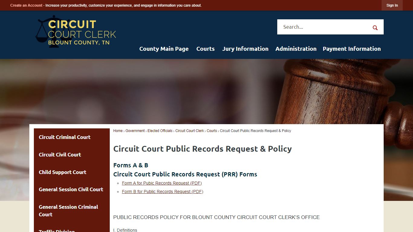 Circuit Court Public Records Policy | Blount County, TN